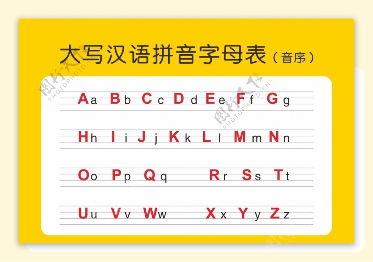 大写汉语拼音字母表音序