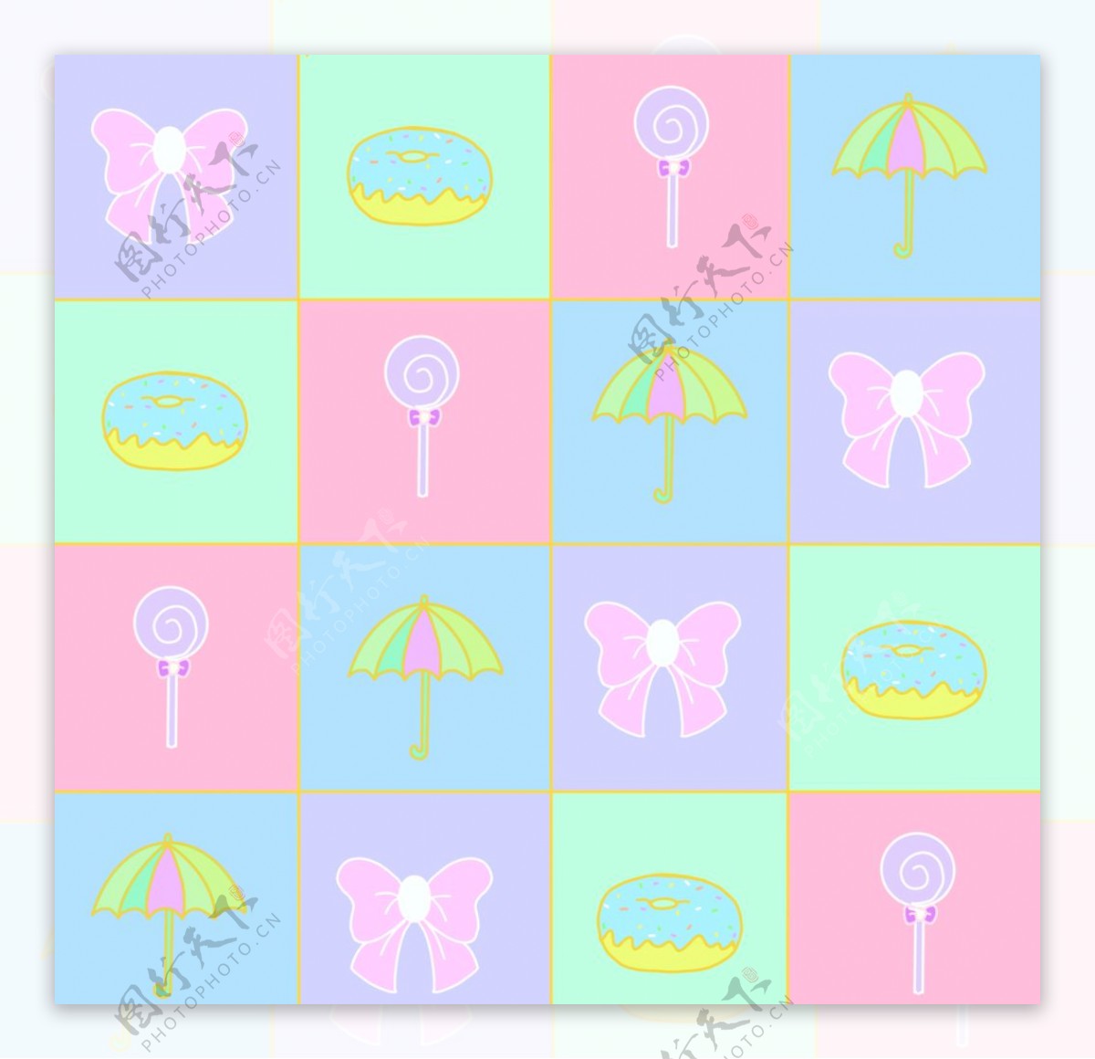 可爱的小物件棒棒糖蝴蝶雨伞