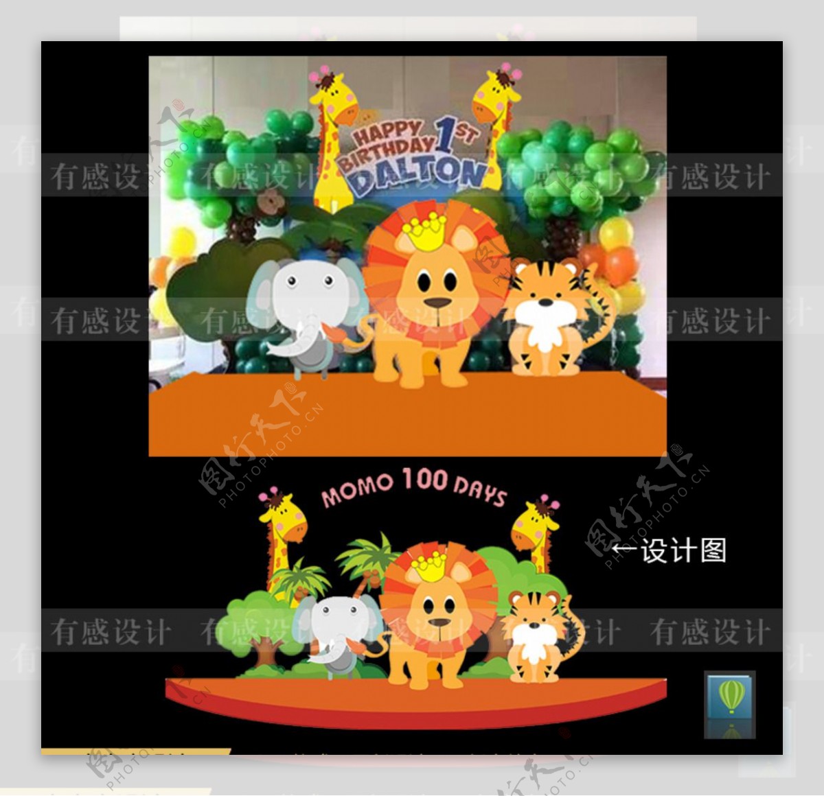 森系狮子宝宝宴主题设计百日满月