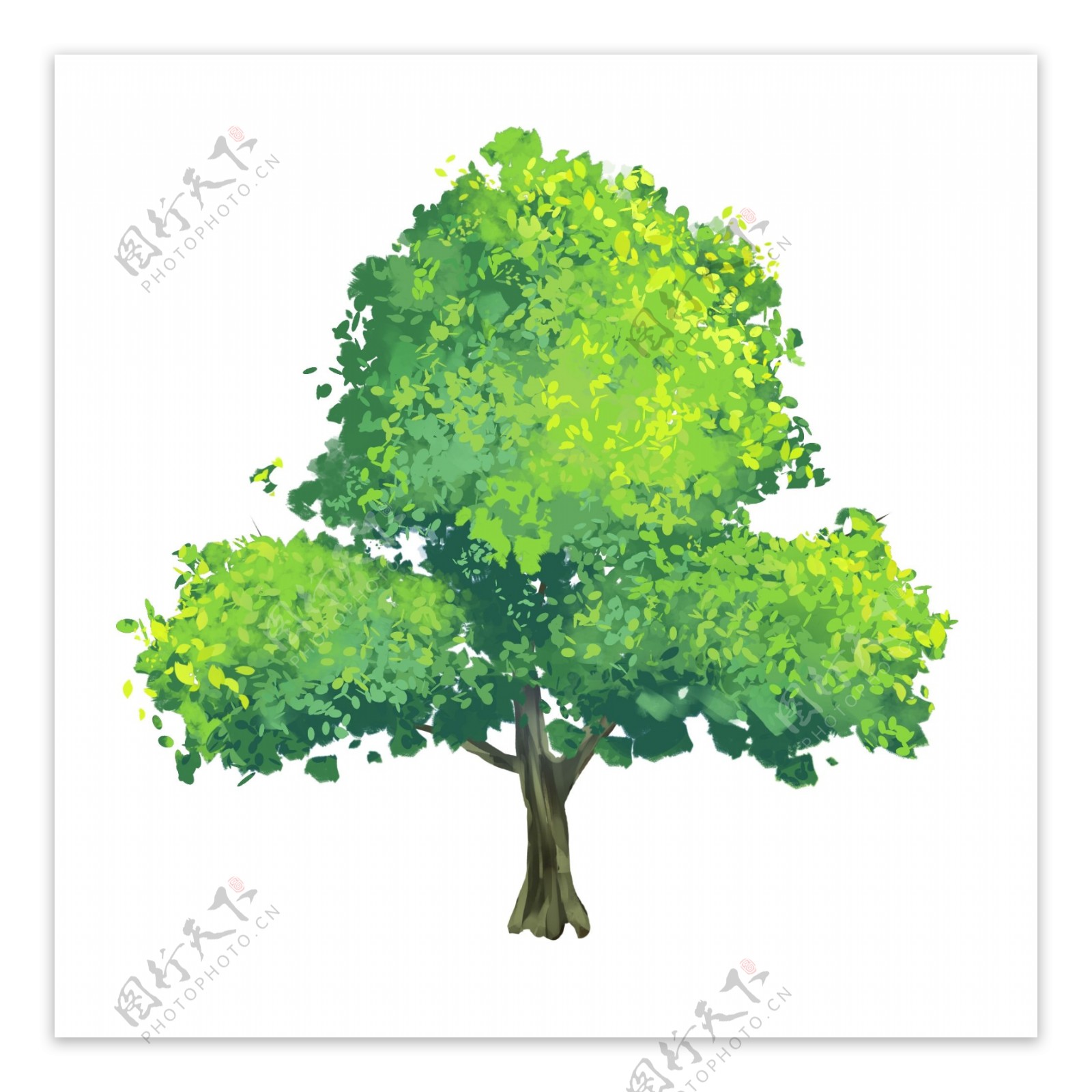 大树插画绿色夏季清新海报素材