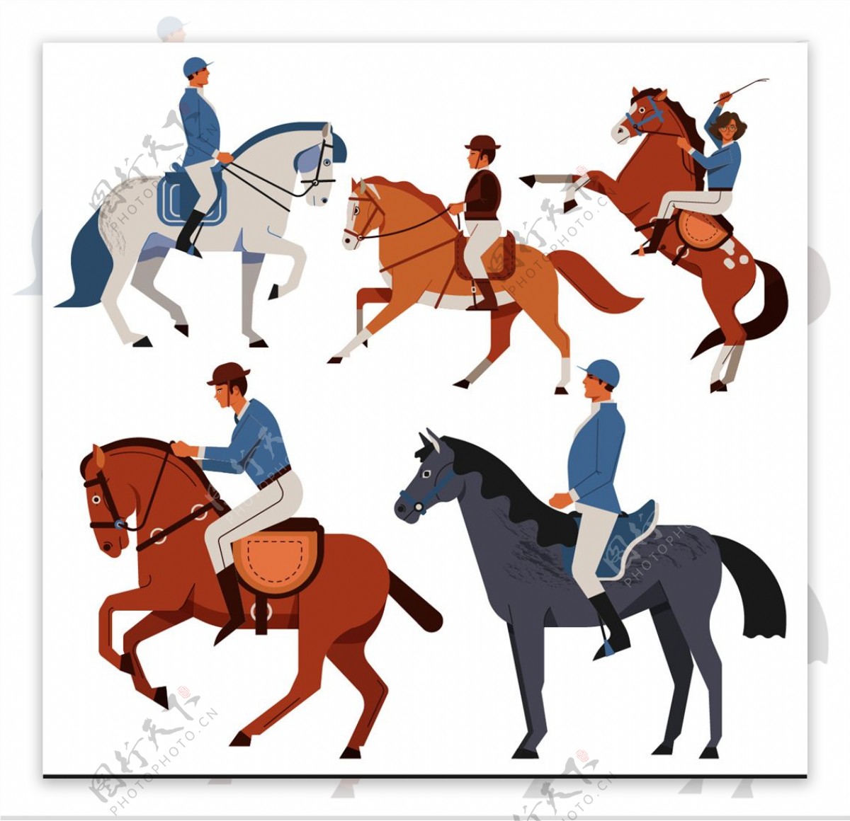 卡通手绘骑马运动元素图片素材-编号30923289-图行天下