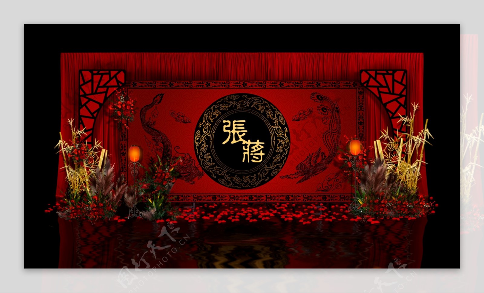 中式婚礼迎宾区设计效果图