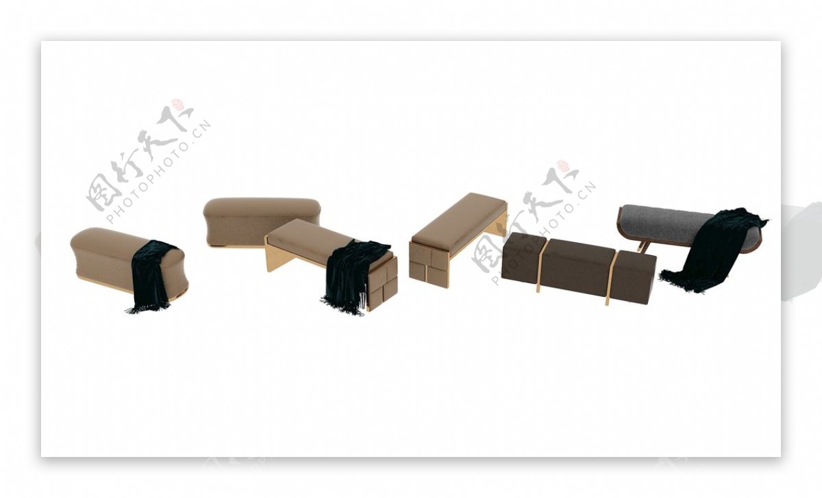 轻奢床尾凳沙发凳3d模型