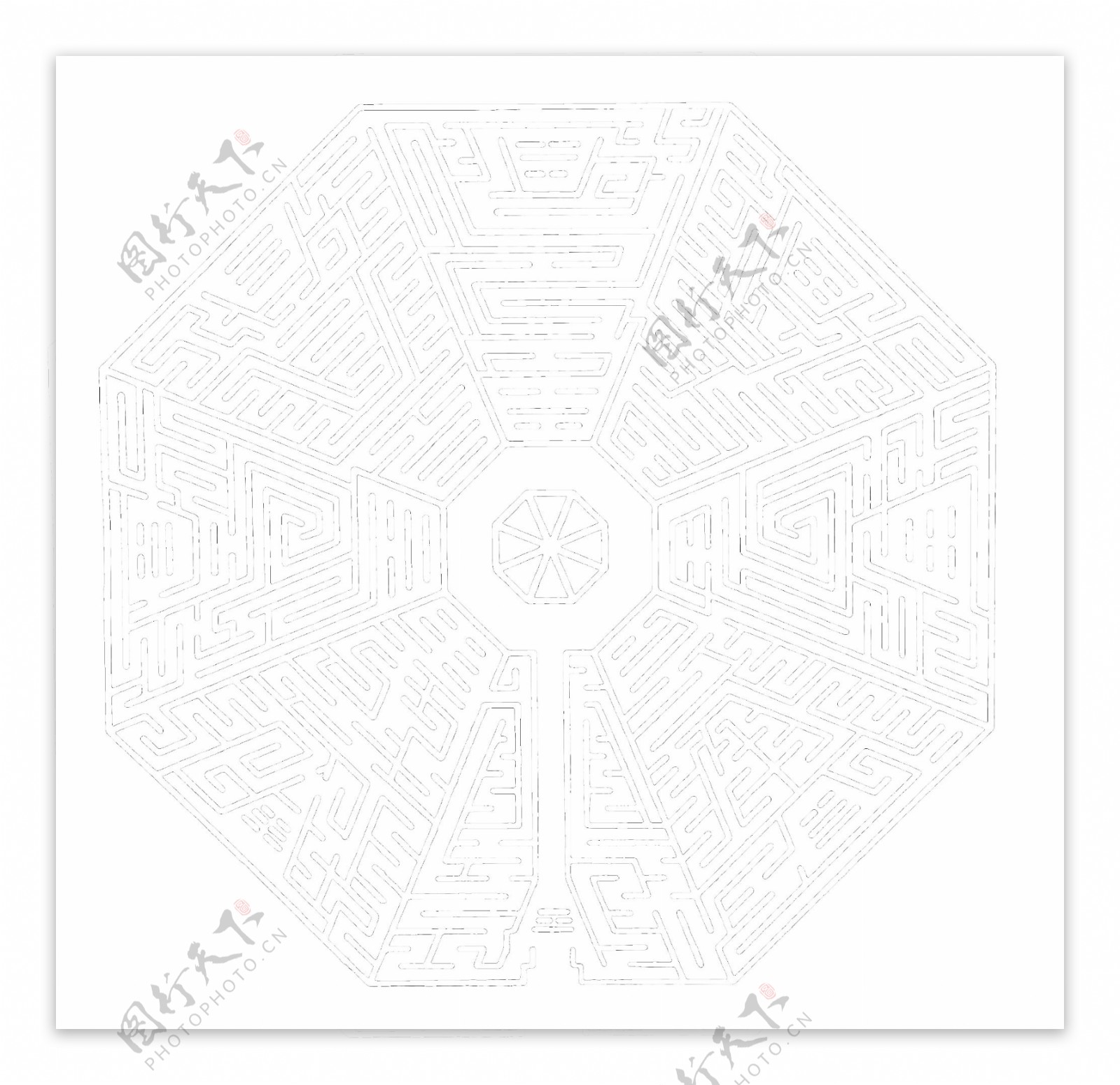 黑白迷宫图案壁纸3d贴图下载[ID:110186801]_建E室内设计网
