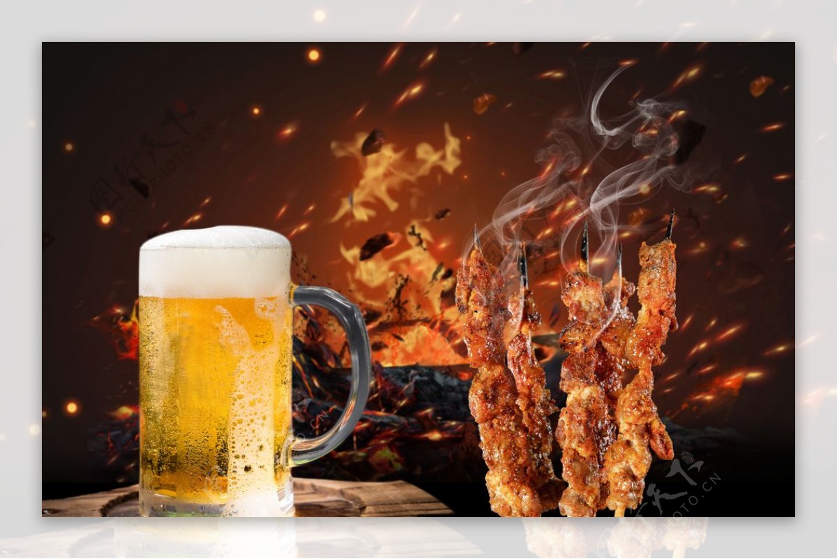 夏季美食摄影“啤酒烤肉”_广州灵智设计-站酷ZCOOL