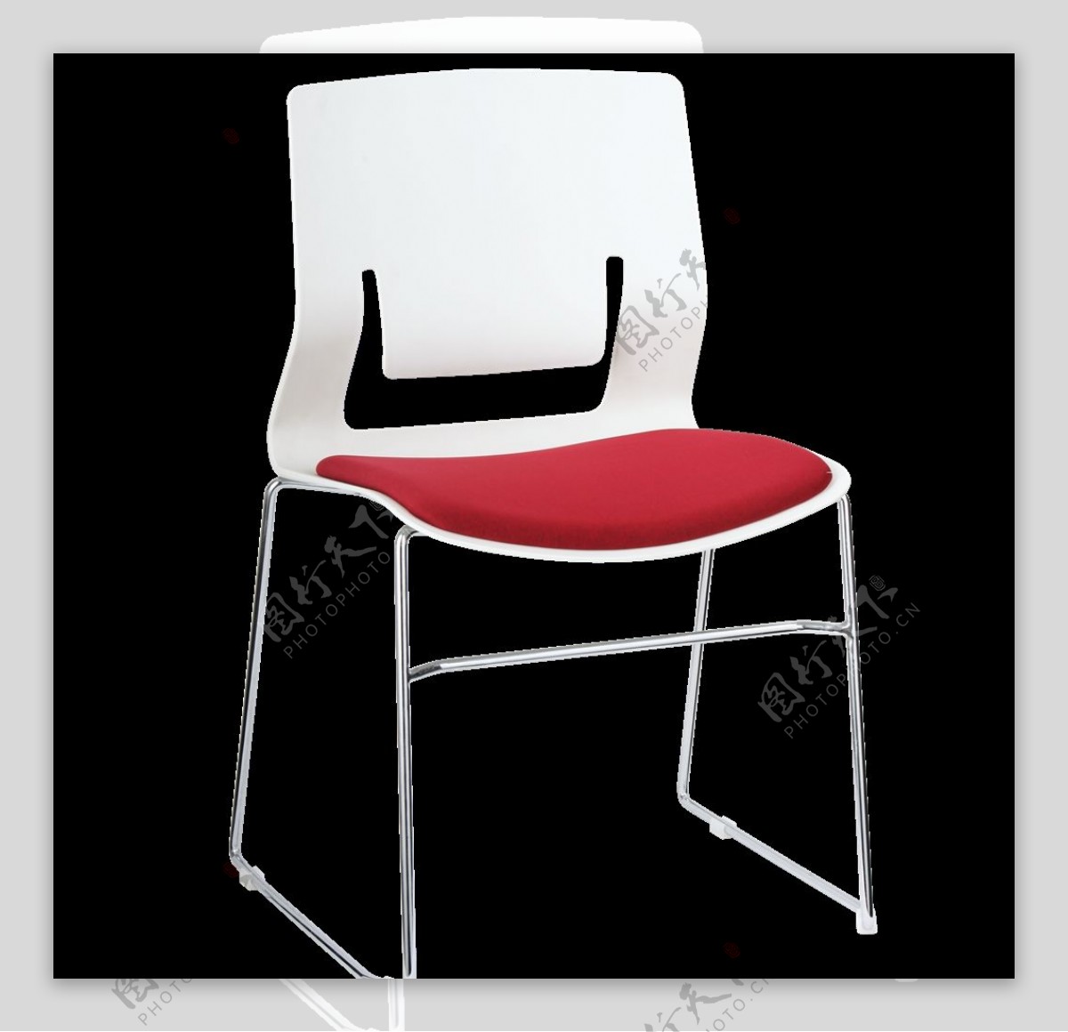 简约时尚红白不锈钢办公椅45度