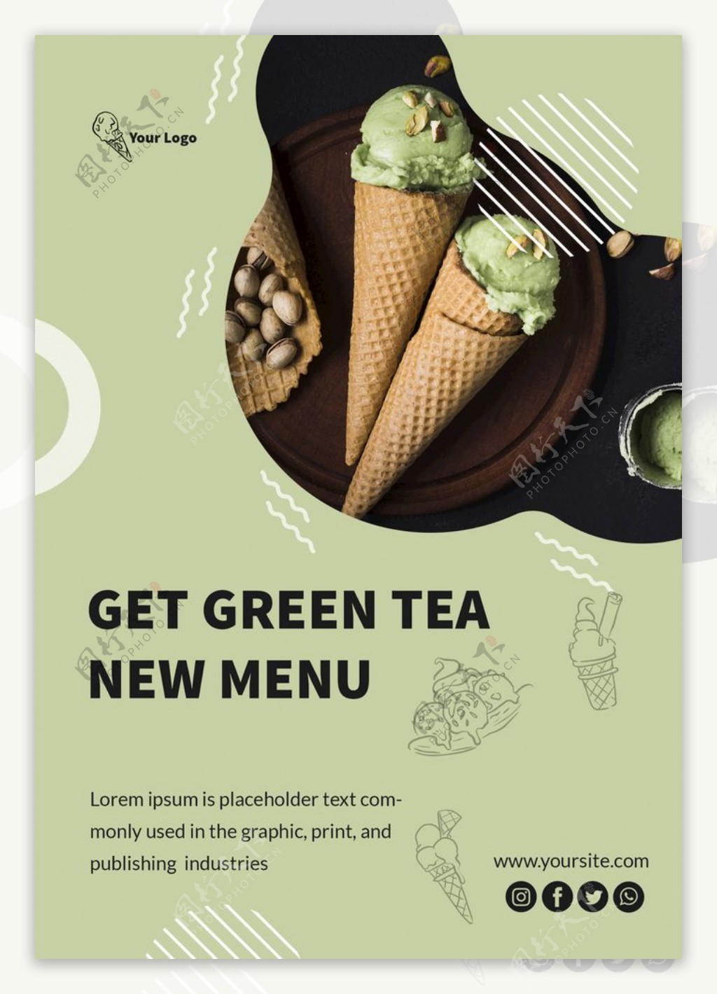抹茶冰淇淋宣传海报模板