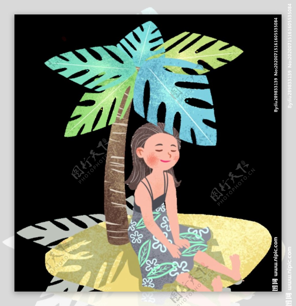 椰子树下的女孩