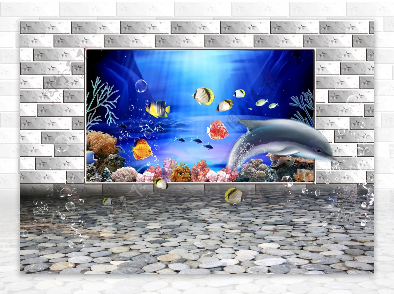 海底世界5D3D背景墙海洋鱼