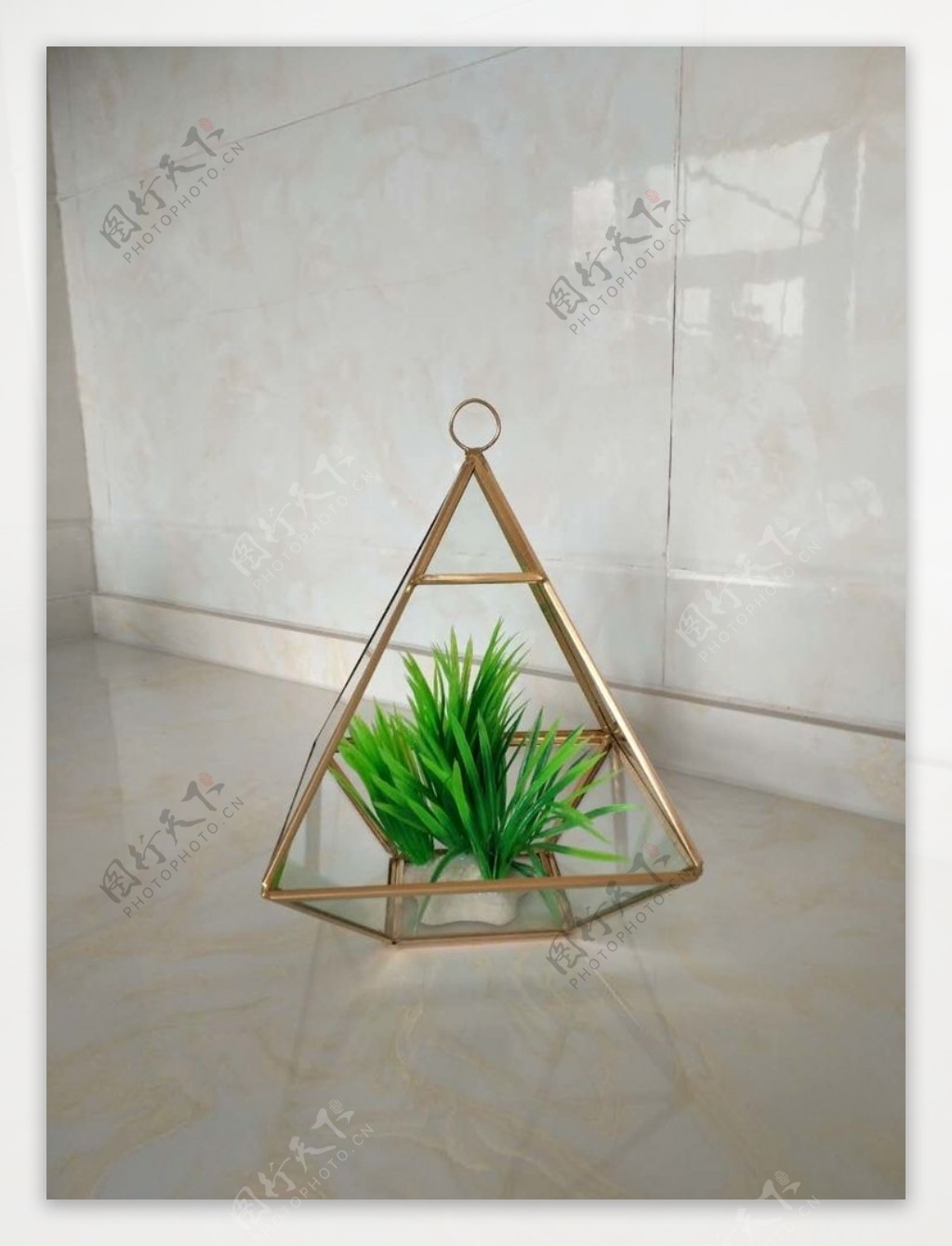 四边形几何玻璃花房摆件实拍图