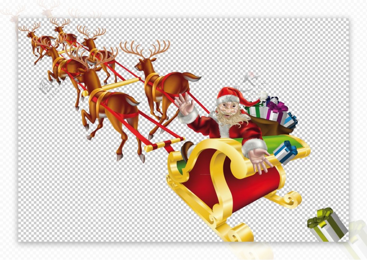 圣诞节麋鹿马车装饰图案