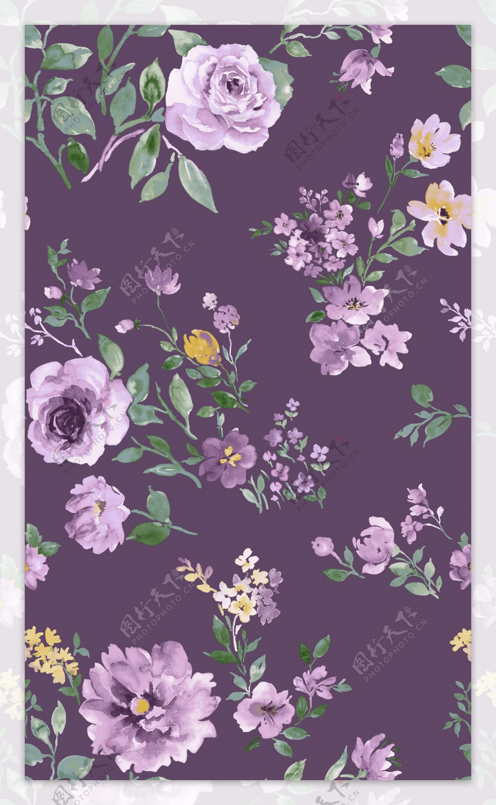 紫色大气复古花