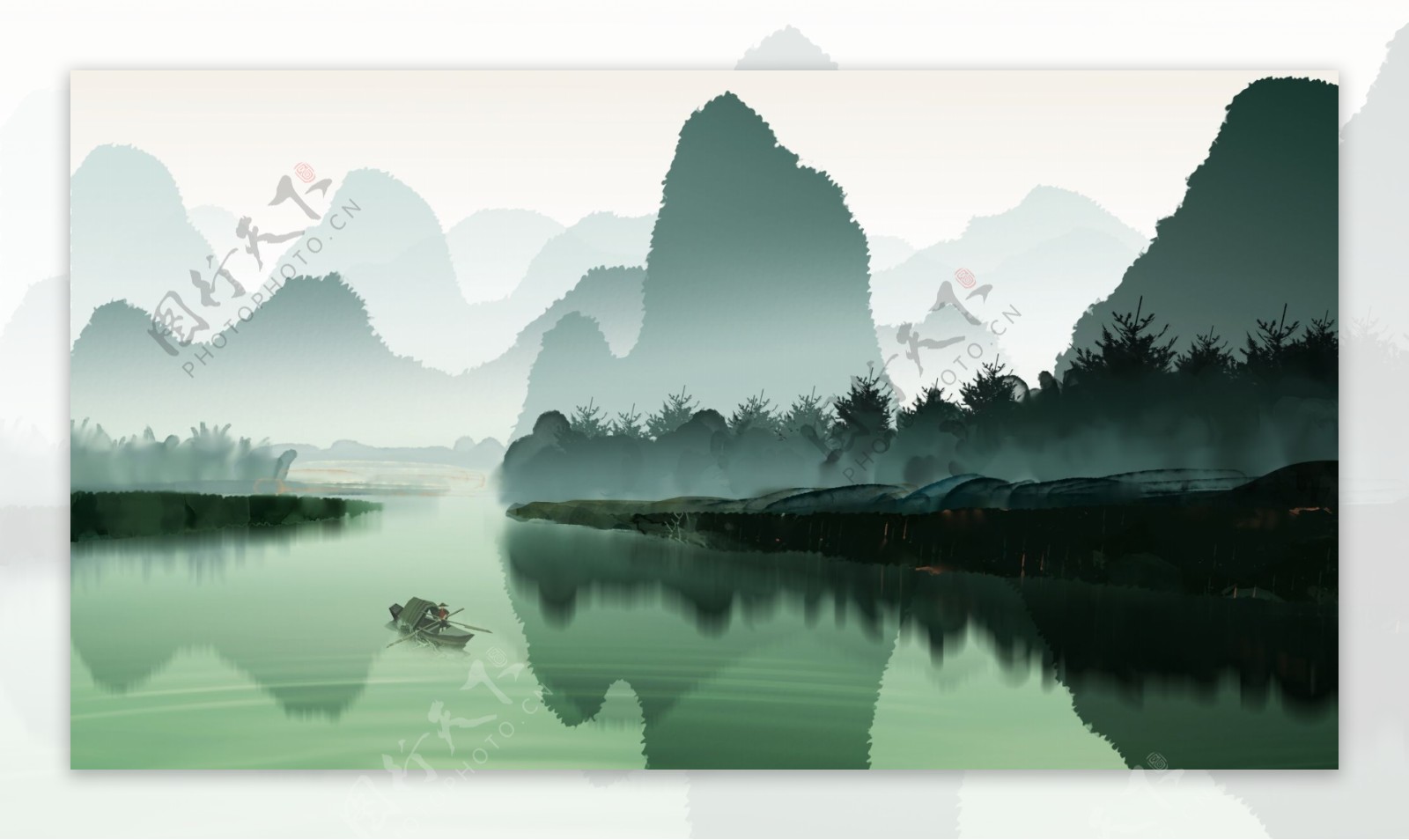中国风新中式山水画