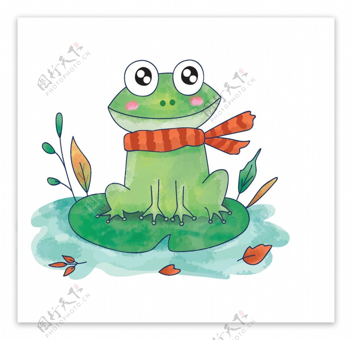 秋天卡通青蛙图片