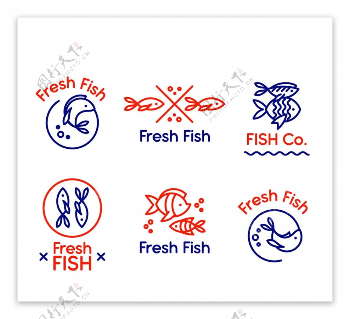 手绘新鲜鱼标志图片