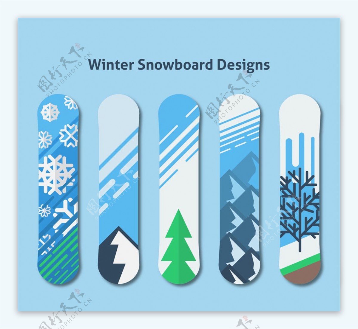 冬季图案单板滑雪板图片