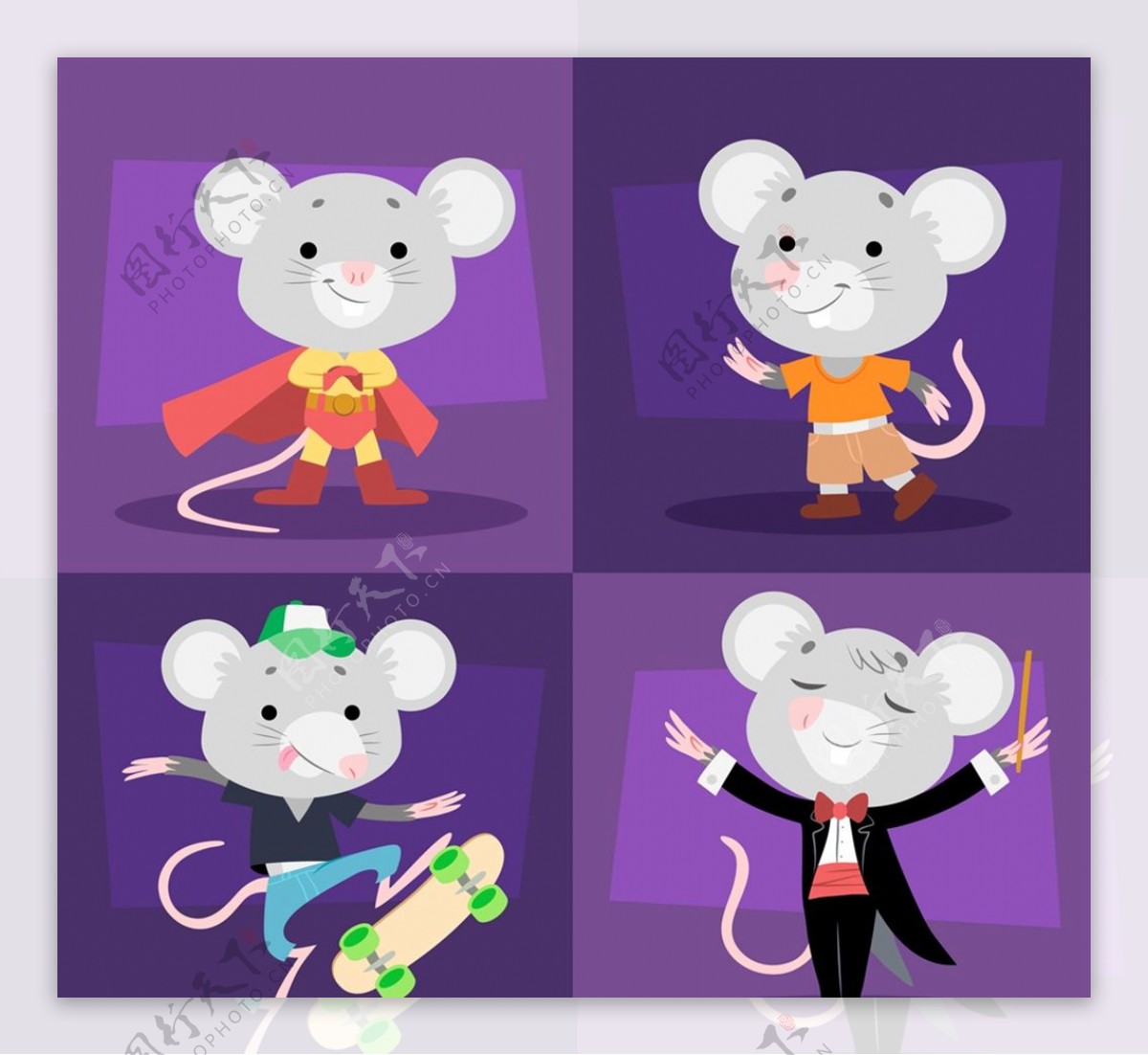 卡通灰色老鼠图片