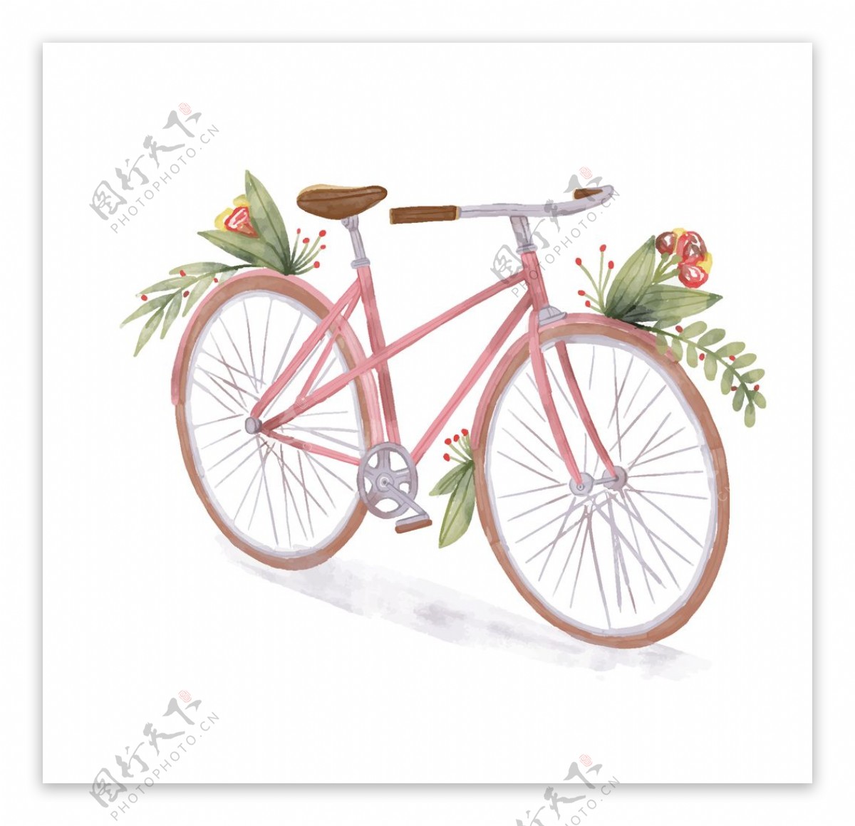 彩绘粉色单车图片