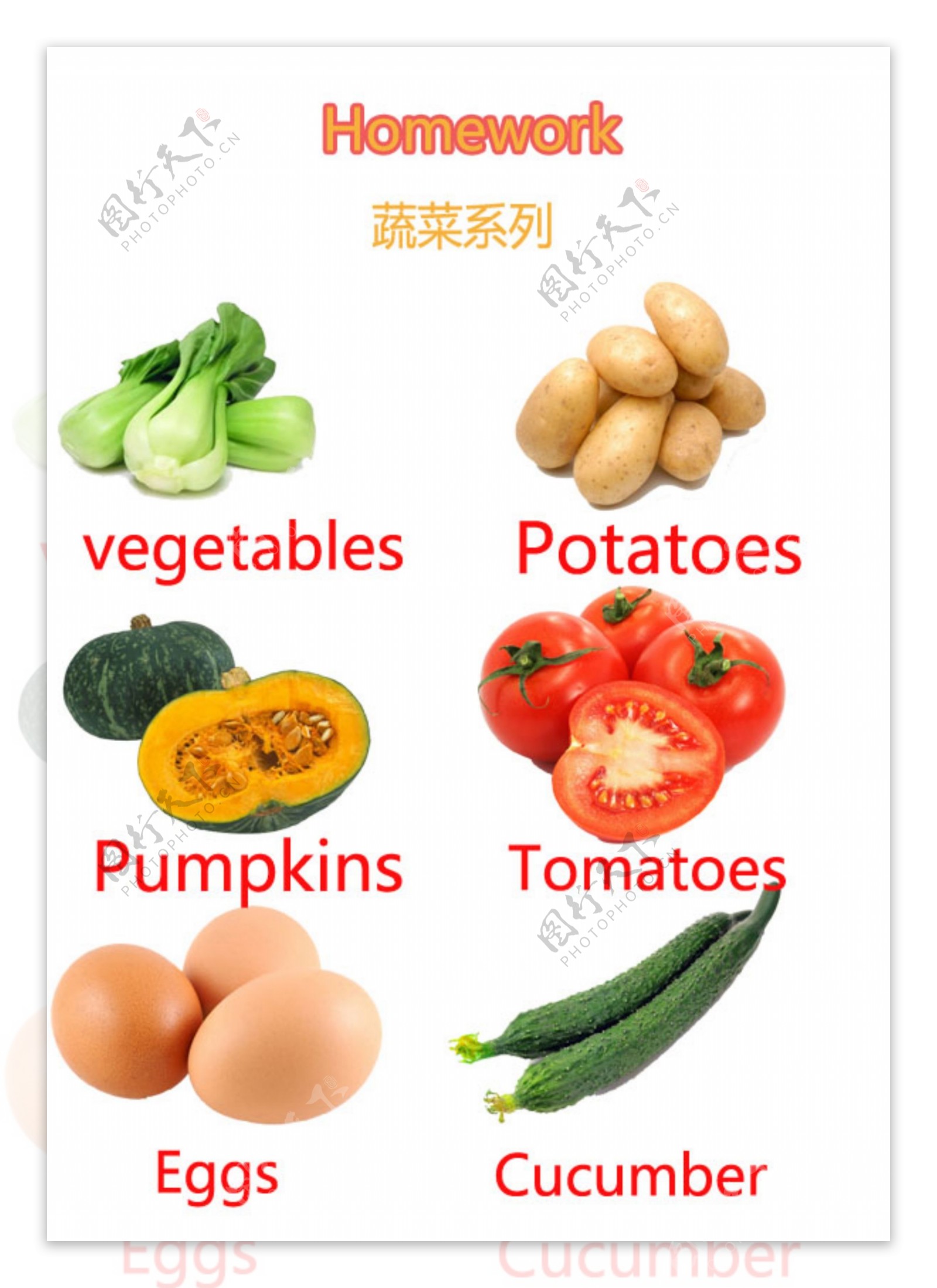 蔬菜英语图片