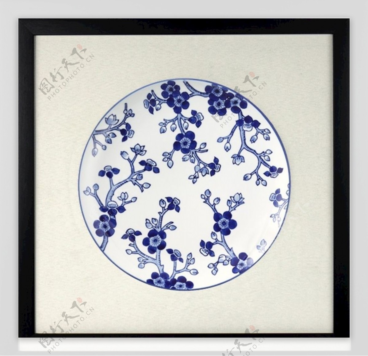 新中式青花瓷盘实物立体装饰画图片