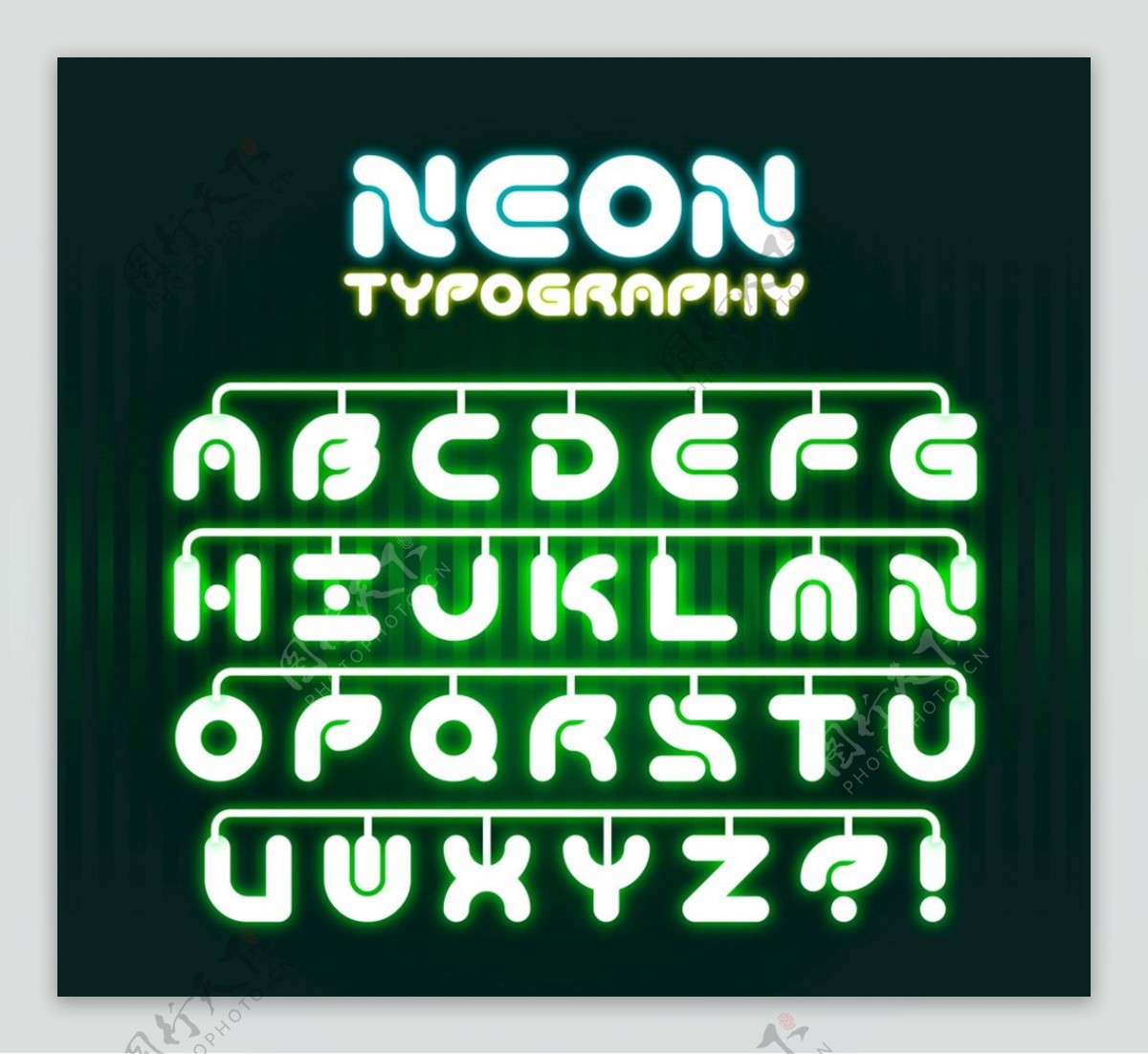 绿色霓虹灯字母图片