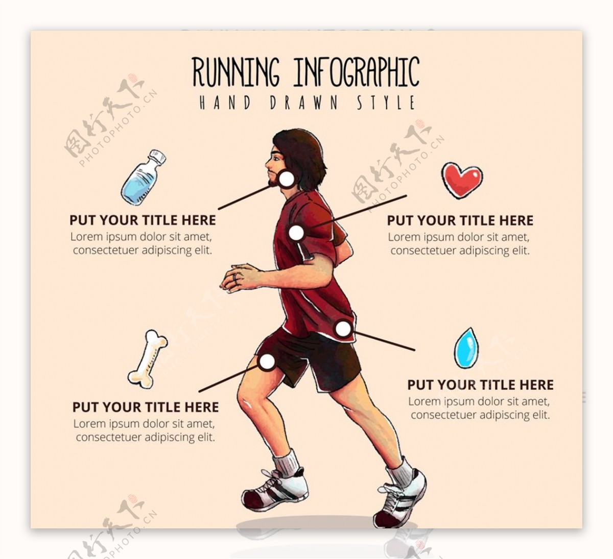 跑步男子信息图图片
