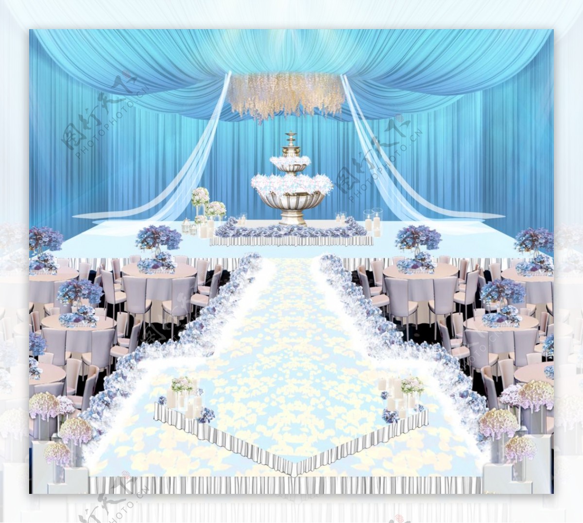 蓝色欧式婚礼效果图片