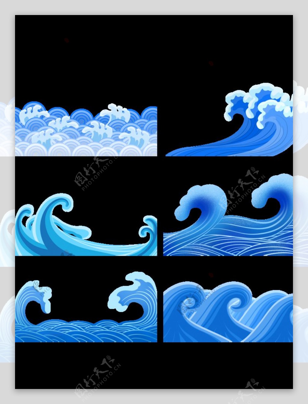 蓝色海浪六个图片