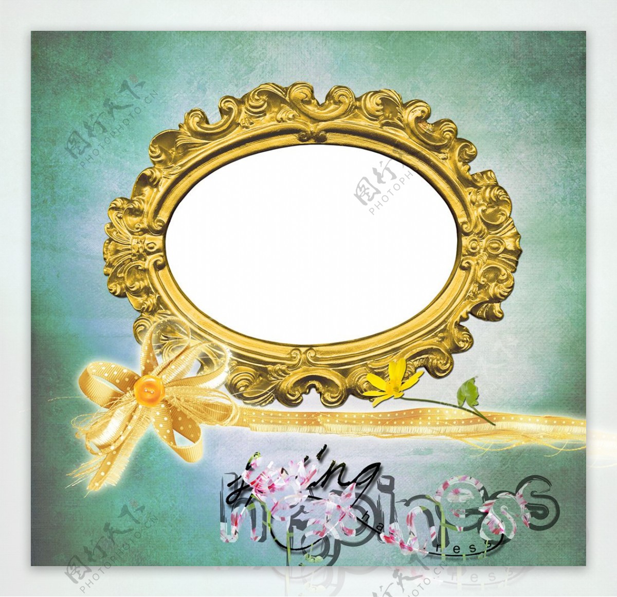 金色花环镜子图片