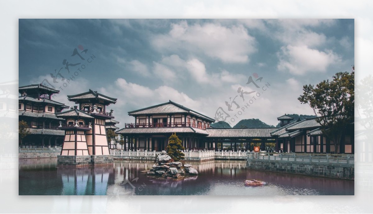 江南旅游风景背景海报素材图片