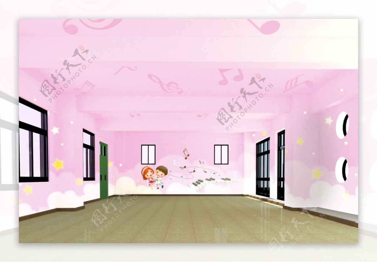 幼儿园室内卡通墙绘效果图图片
