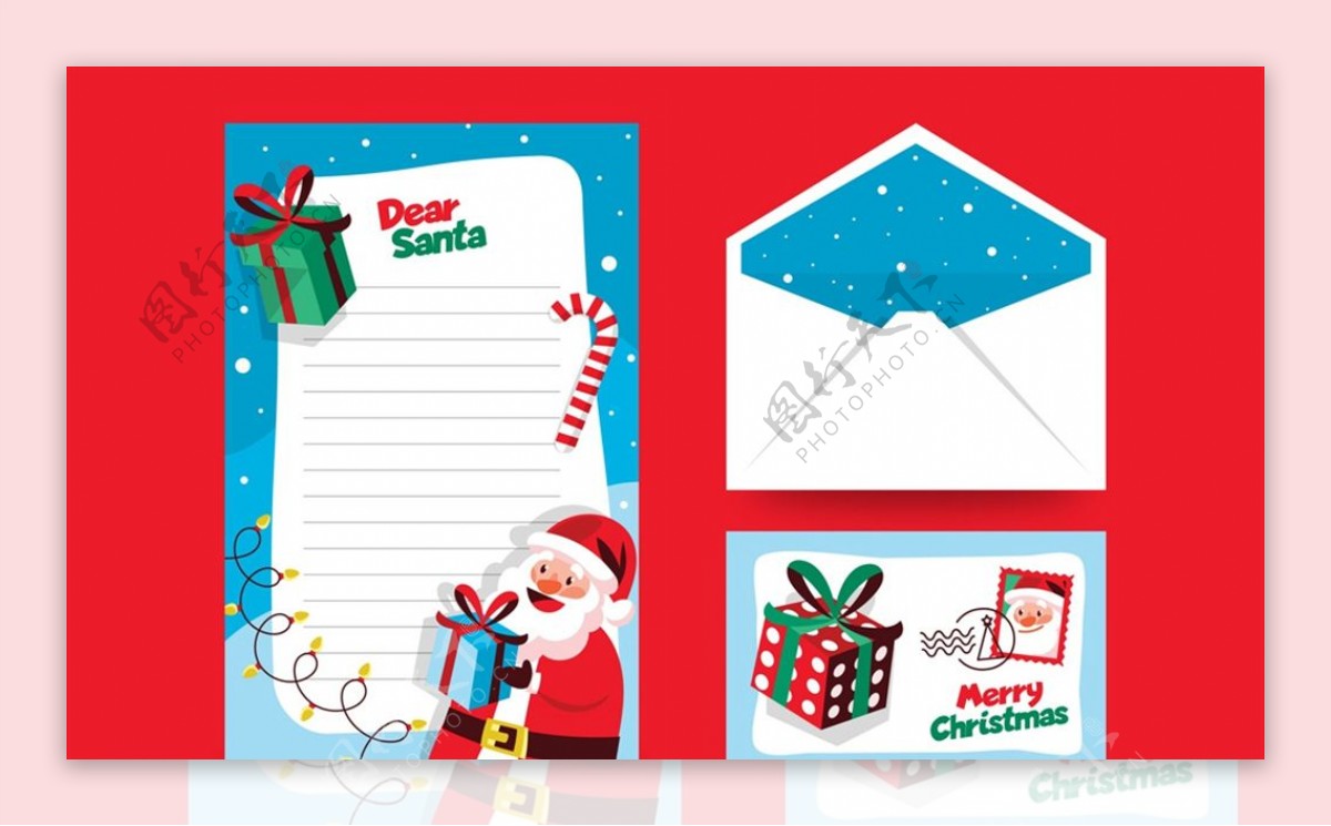圣诞老人信纸和信封图片
