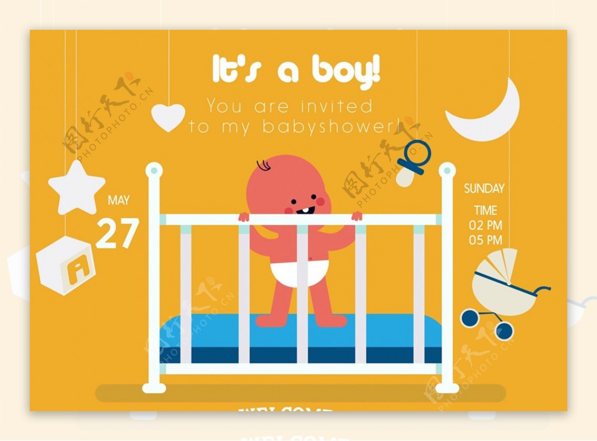 婴儿迎婴海报图片