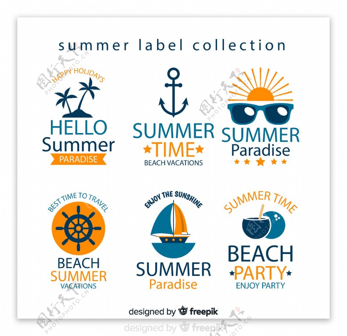 夏季沙滩标签图片