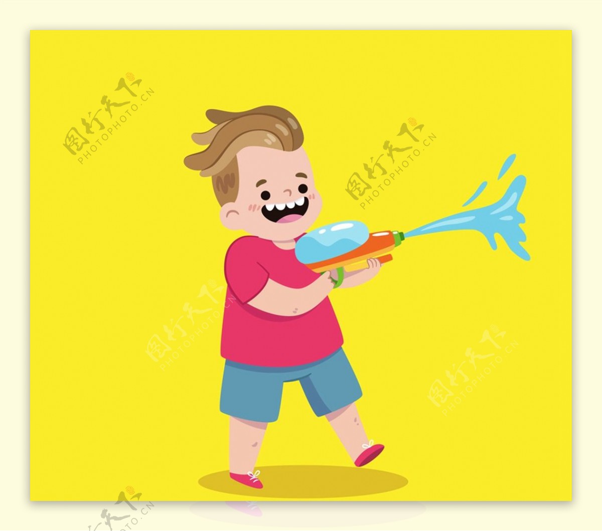 夏季玩水枪的男孩图片