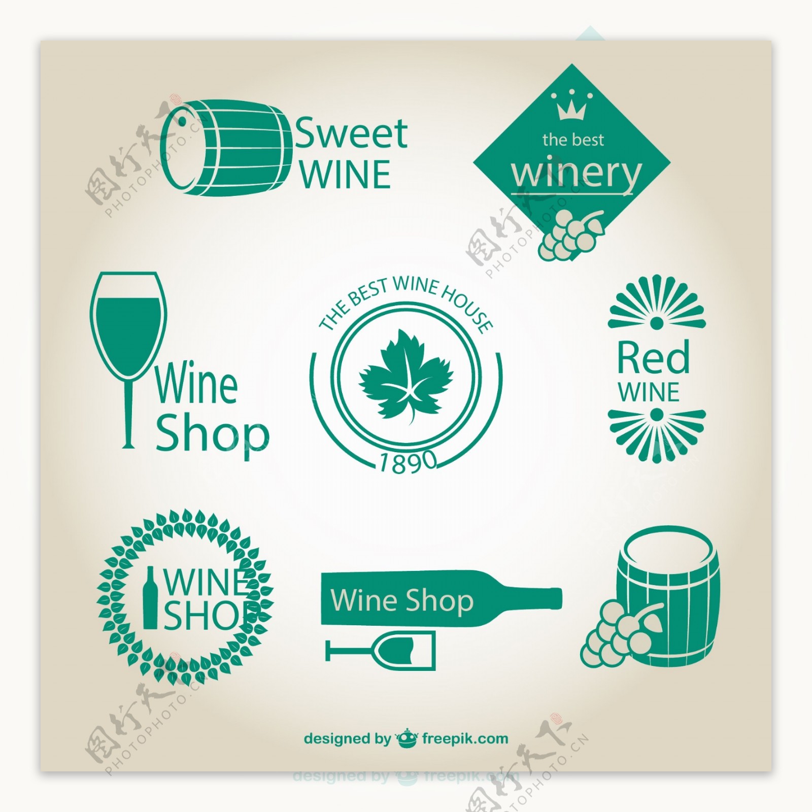 绿色葡萄酒标签图片