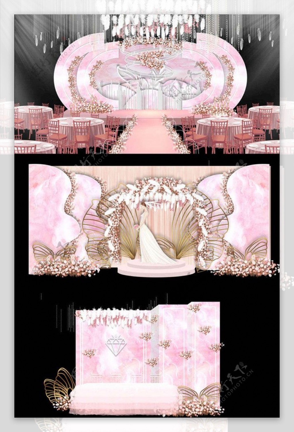 粉色大理石造型婚礼图片