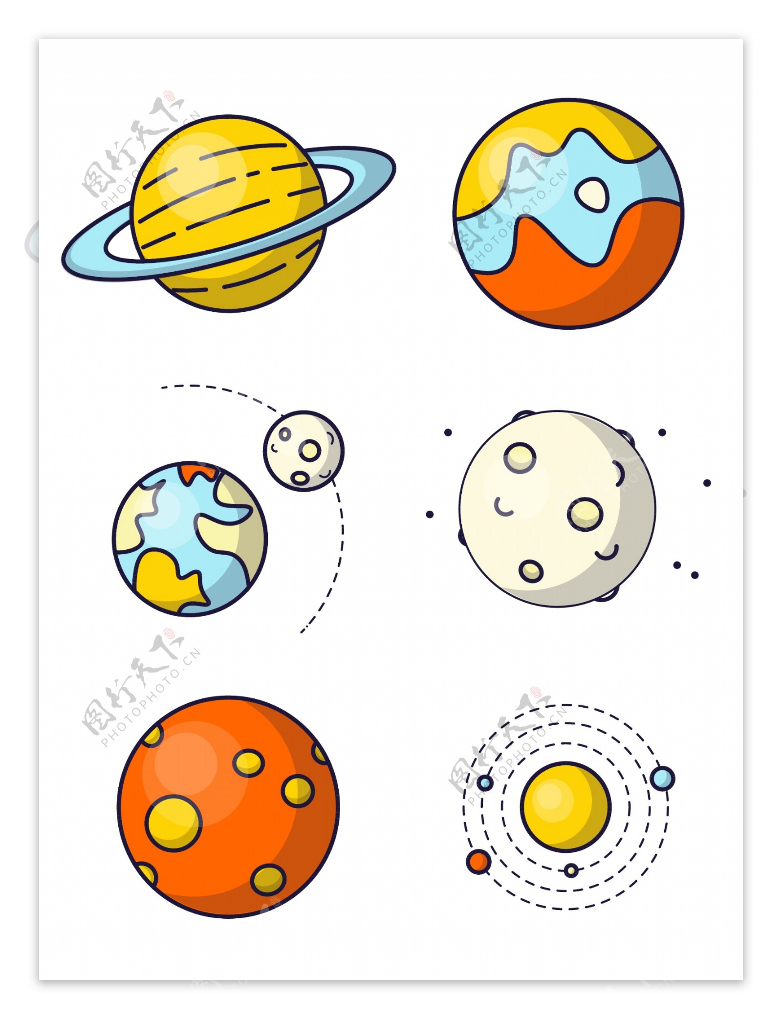 星球卡通球素材元素图片