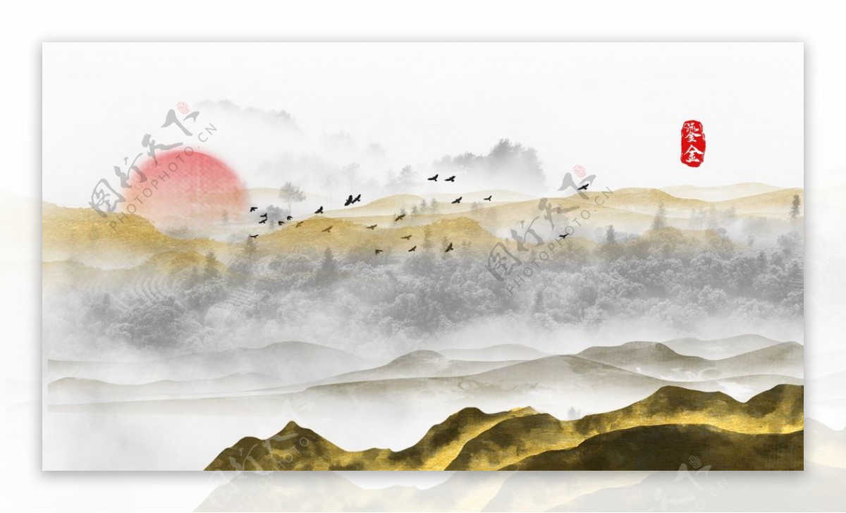 中国风水墨背景水彩水墨图片