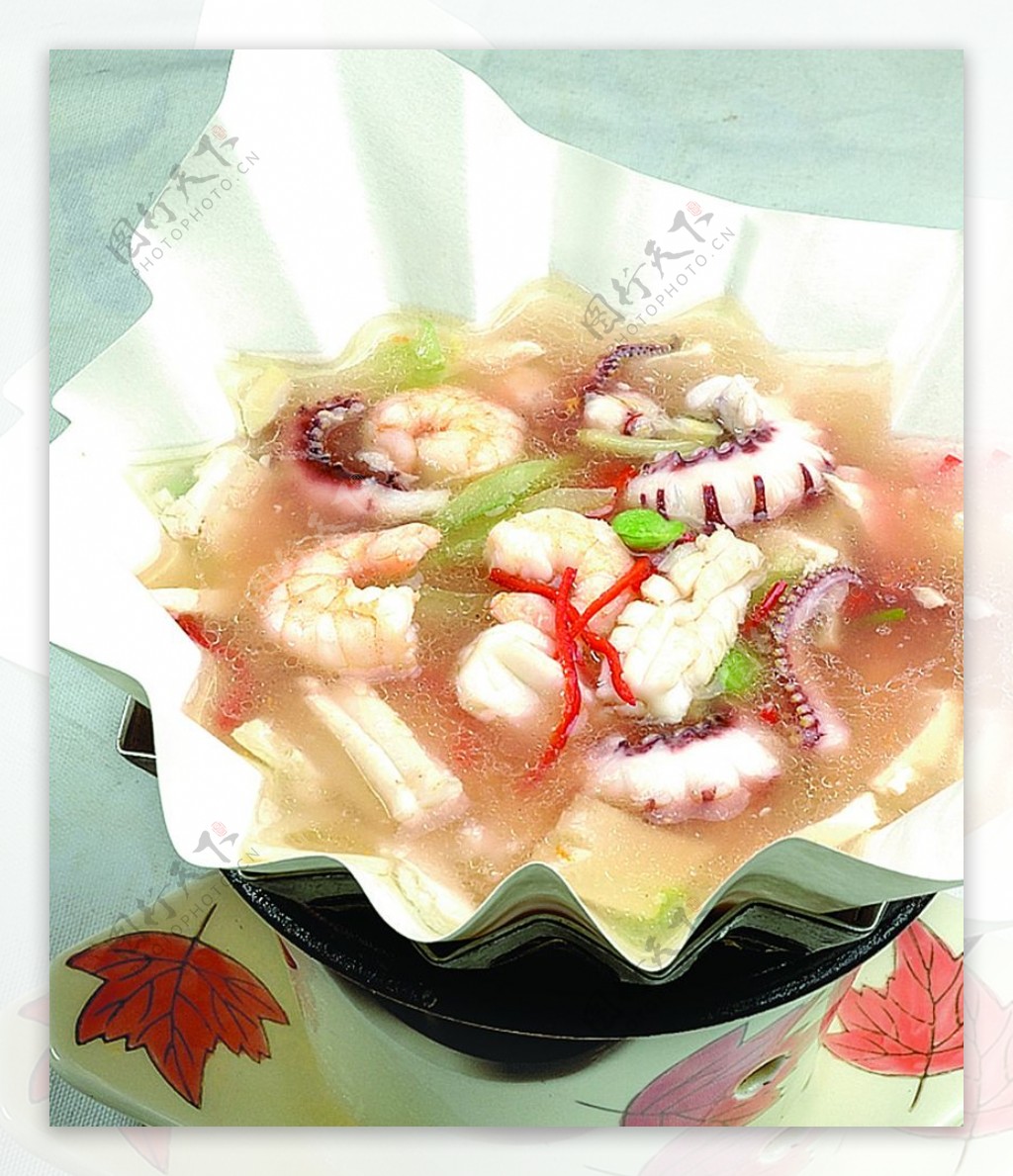 豫菜海鲜豆腐纸锅图片