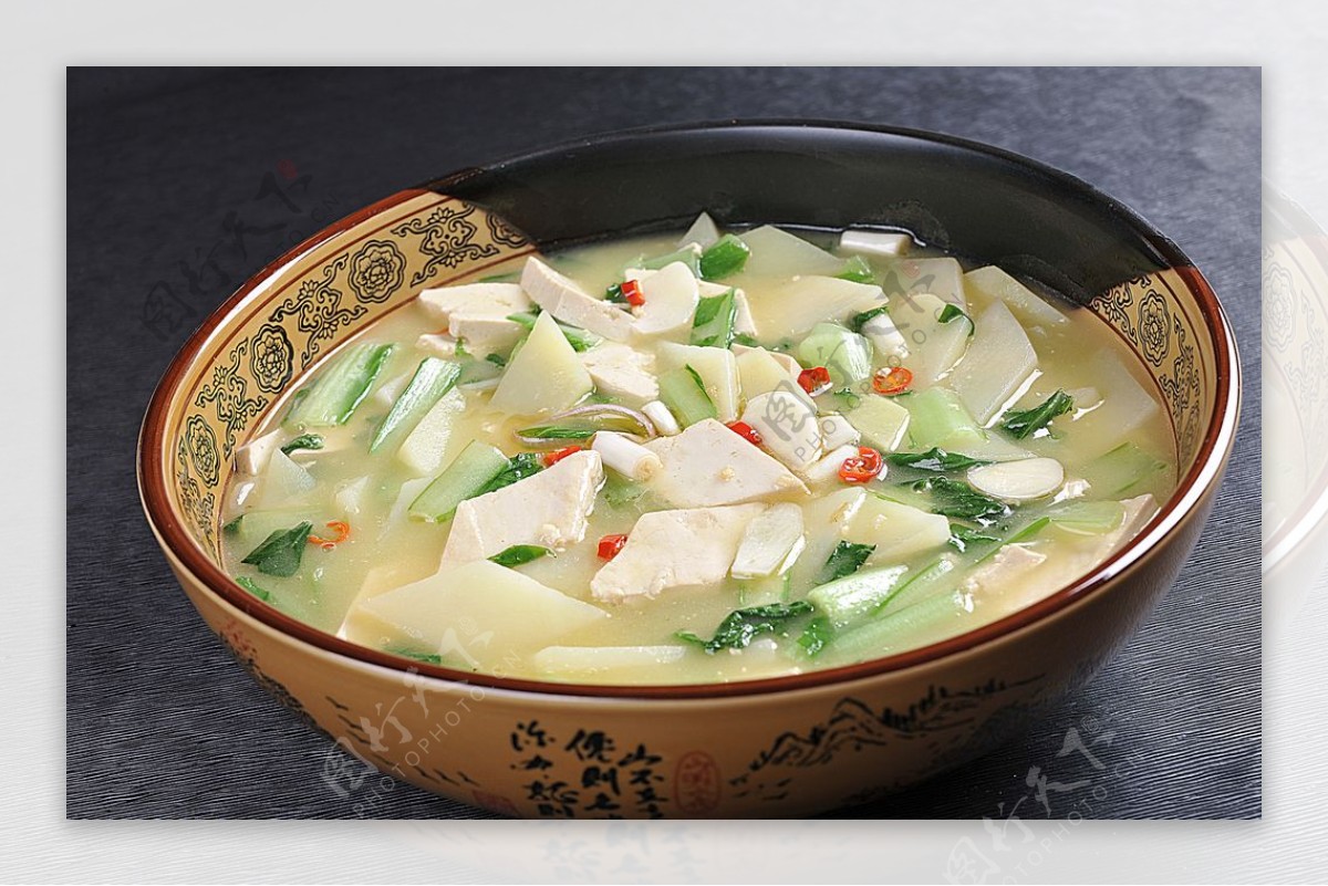 豫菜小白菜炖豆腐图片
