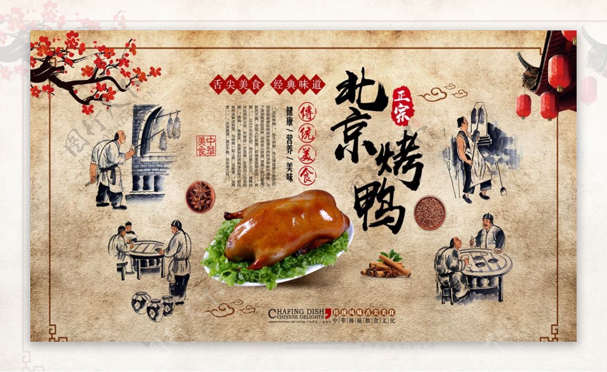 传统美食北京烤鸭背景墙图片