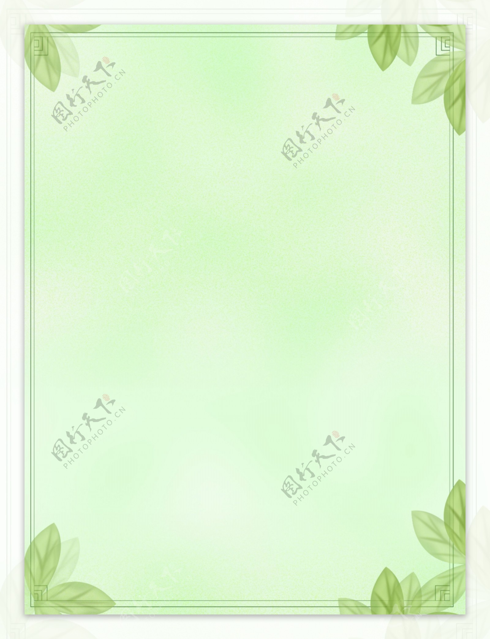 花枝绿叶边框绿色背景素材图片