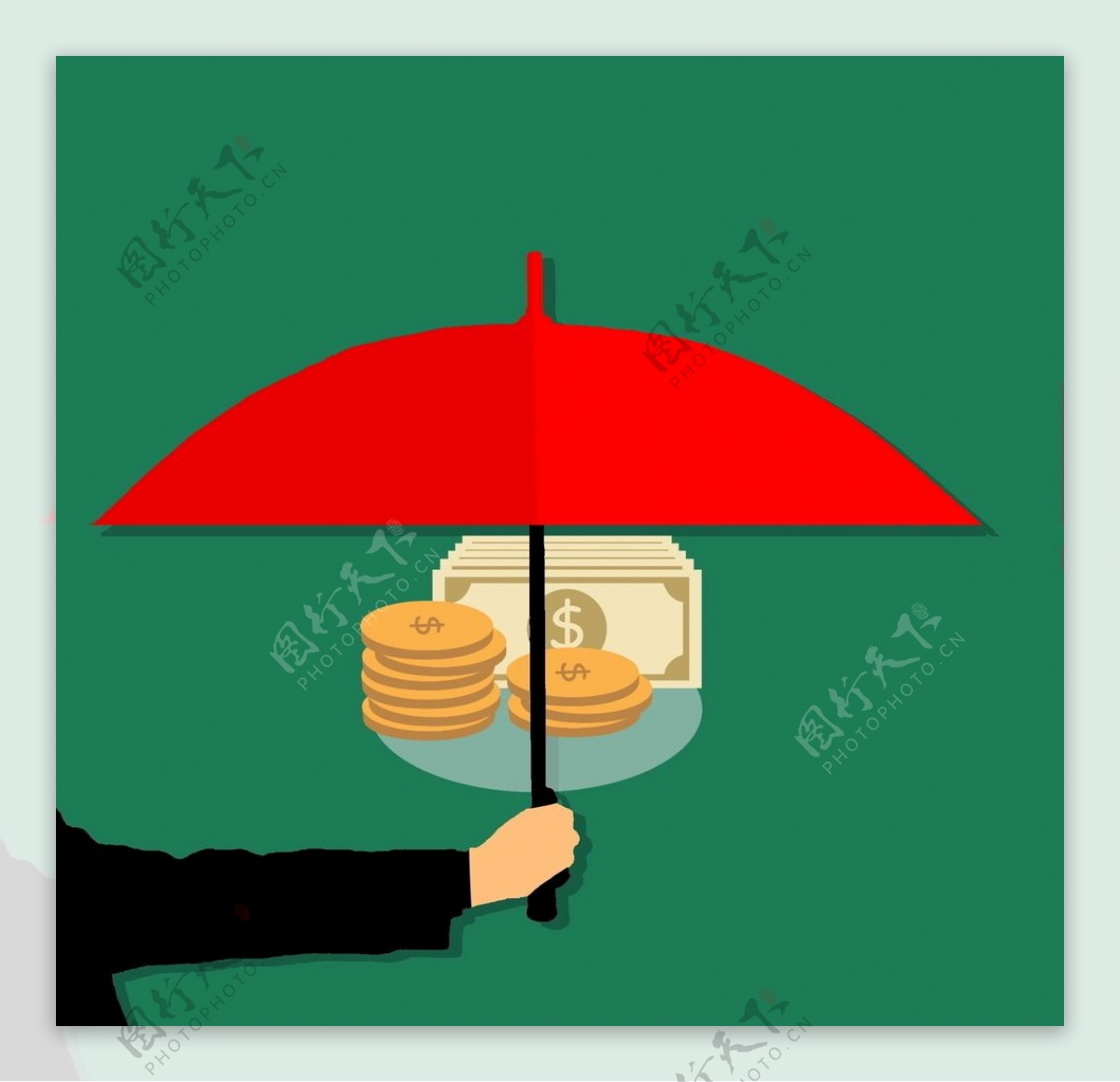 插图雨伞货币投资安全图片