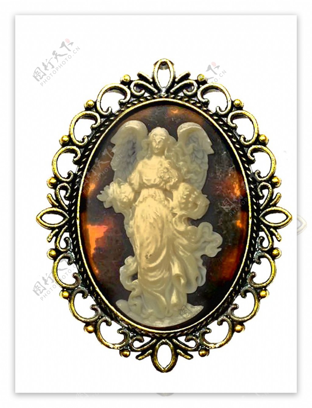 古典镜框天使美人浮雕图片