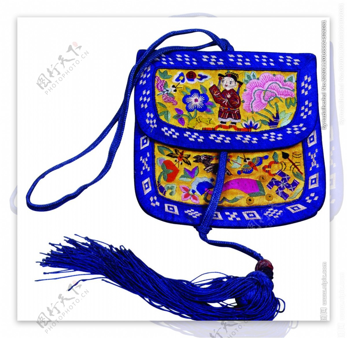 荷包香囊复古传统刺绣背景素材图片