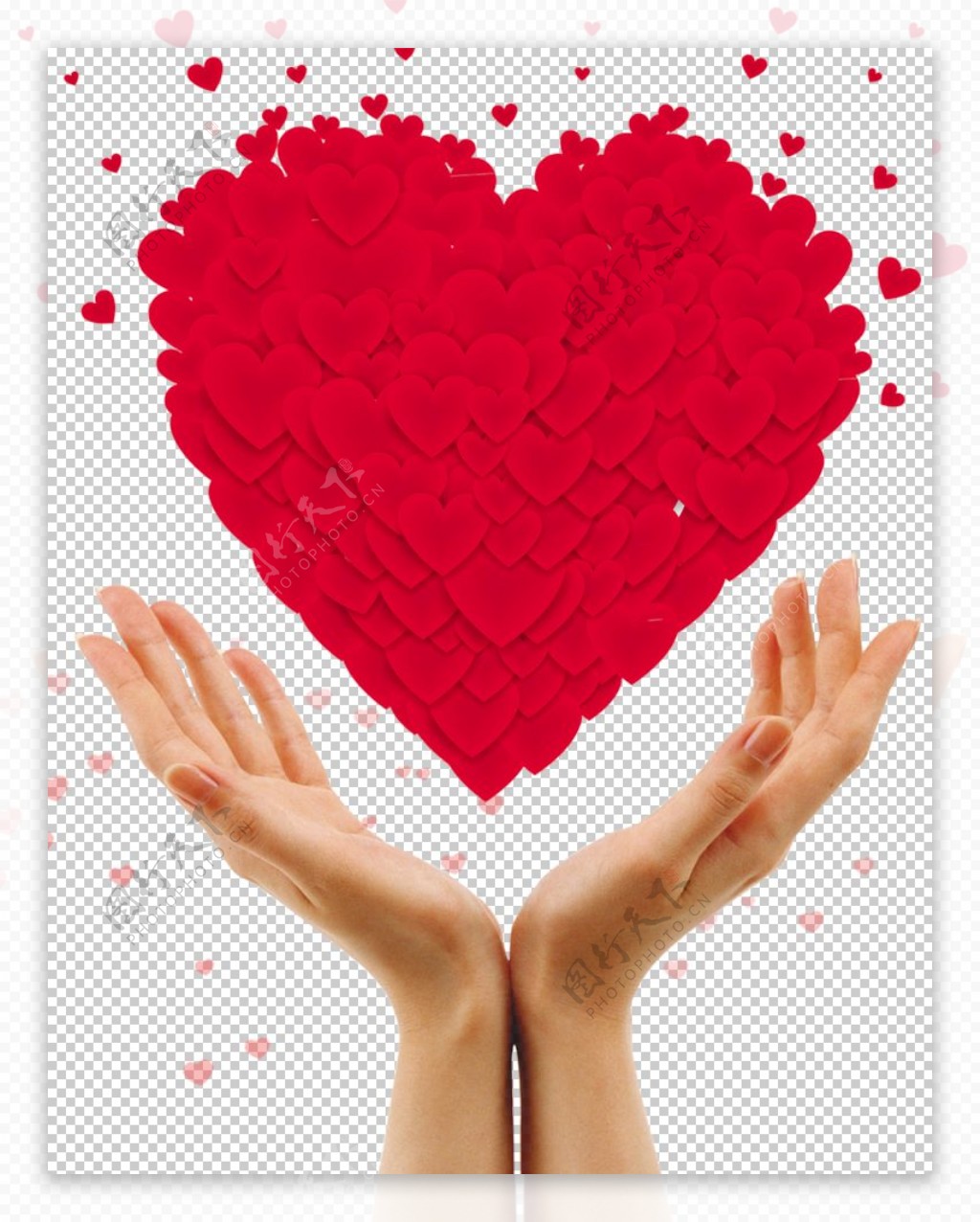 手捧着紅色的愛心PSD圖案素材免費下載，可愛卡通圖片，尺寸2550 × 2550px - Lovepik