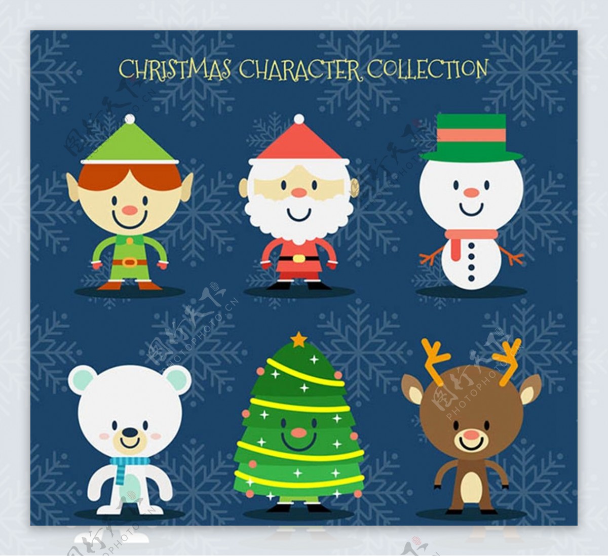 圣诞角色和圣诞树图片