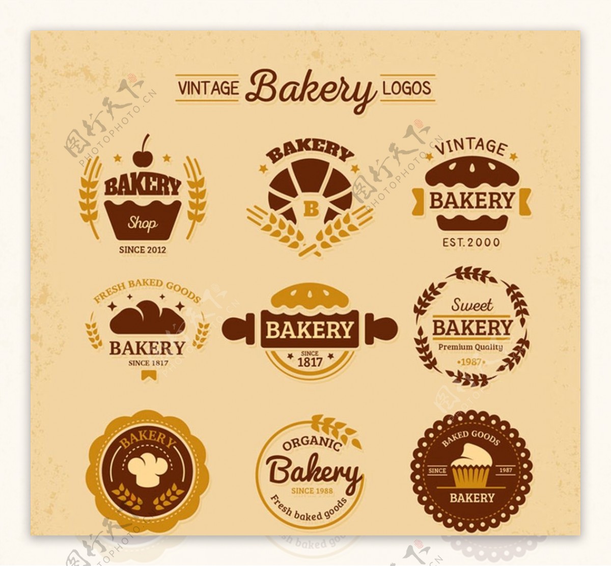 复古面包店标志图片