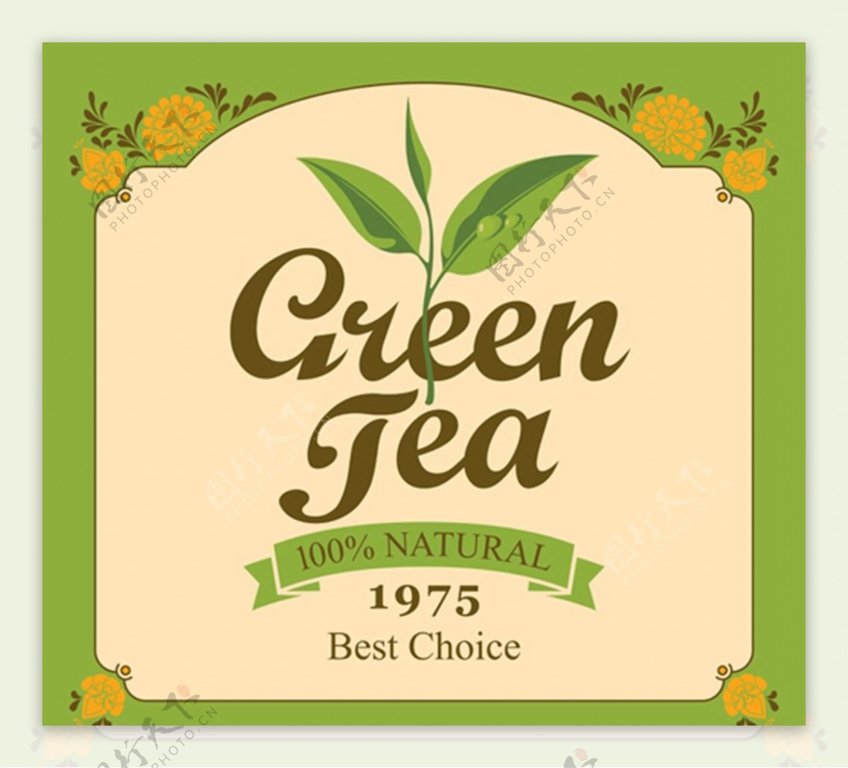 绿茶标贴矢量图片